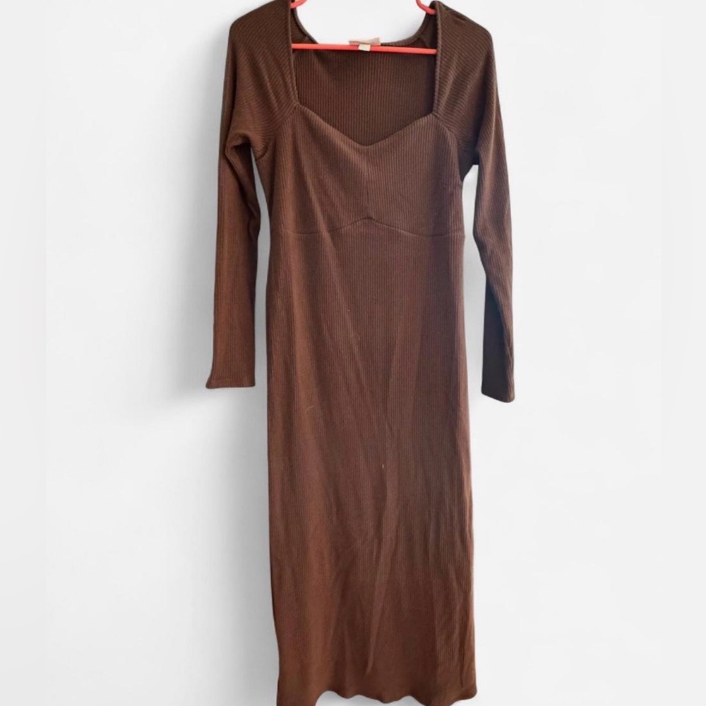 Maternity Brown Long Sleeve Sweater Dress